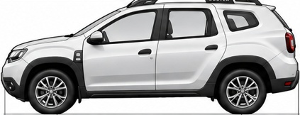 Vista lateral Renault Duster del plano de referencia